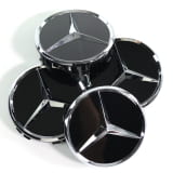 Set de cache moyeu 72mm noir brillant avec étoile chromée Original Mercedes-Benz