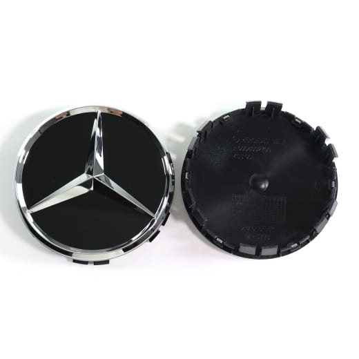 Set de cache moyeu 75mm noir avec étoile chromée Original Mercedes-Benz | A0004002700 9040