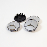 Lot de cache moyeu argent brillant avec étoile chromée original Mercedes-Benz 66,8 mm