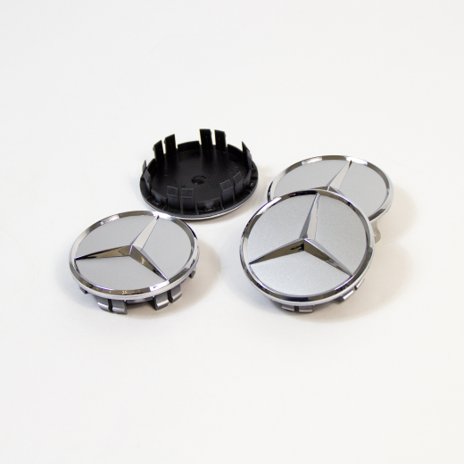 Lot de cache moyeu Mercedes-Benz argent brillant diamètre 66,8 mm | A0004003800 9715