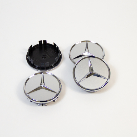 Lot de cache moyeu Mercedes-Benz argent brillant diamètre 66,8 mm | A0004003800 9715