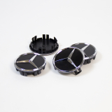 Kit de cache moyeu noir mat avec étoile chromée original Mercedes-Benz 66,8 mm