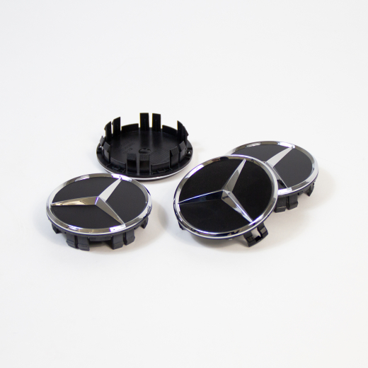 Kit de cache moyeu Mercedes-Benz noir mat diamètre 66,8 mm | A0004003800 9283