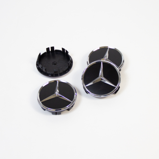 Kit de cache moyeu Mercedes-Benz noir mat diamètre 66,8 mm | A0004003800 9283