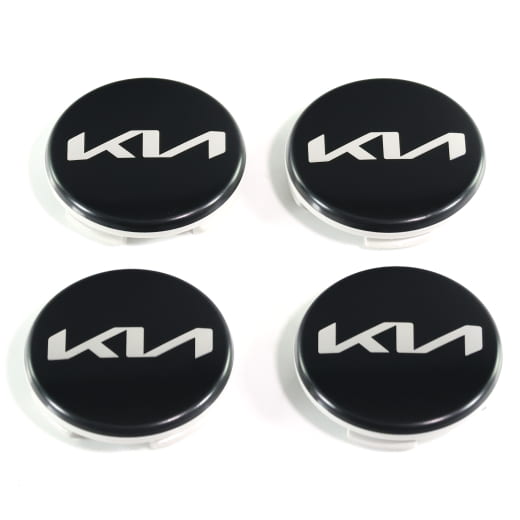 Jeu de cache moyeu noir finition satinée 50 mm nouveau logo Kia d’origine | 66400ADE92BLA-Set