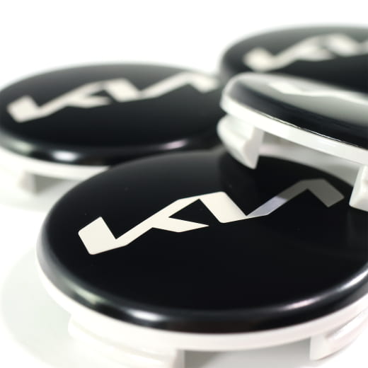 Jeu de cache moyeu noir finition satinée 50 mm nouveau logo Kia d’origine | 66400ADE92BLA-Set