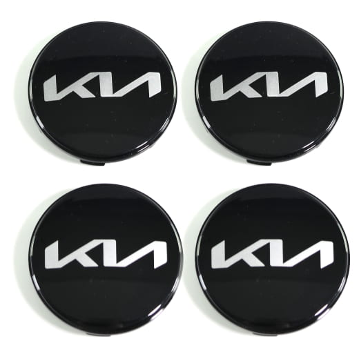 Lot de cache moyeu noir brillant 50mm nouveau logo original Kia | 66400ADE91BLBR-Set
