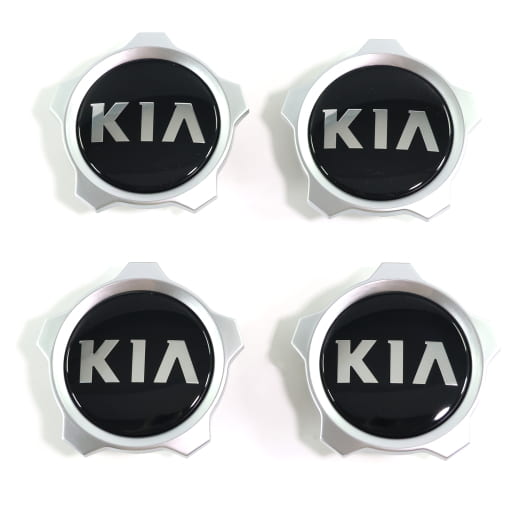 Juego de tapacubos negro brillante con borde plateado Kia original | 52960J7550-Set
