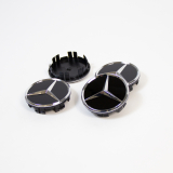 Juego de tapacubos negro brillante con estrella cromada Original Mercedes-Benz 66,8 mm
