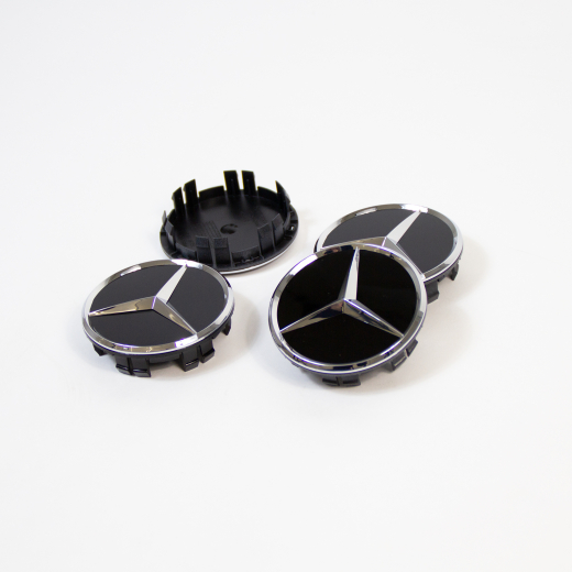 Juego de tapacubos Mercedes-Benz negro brillante diámetro 66,8 mm | A0004003800 9040
