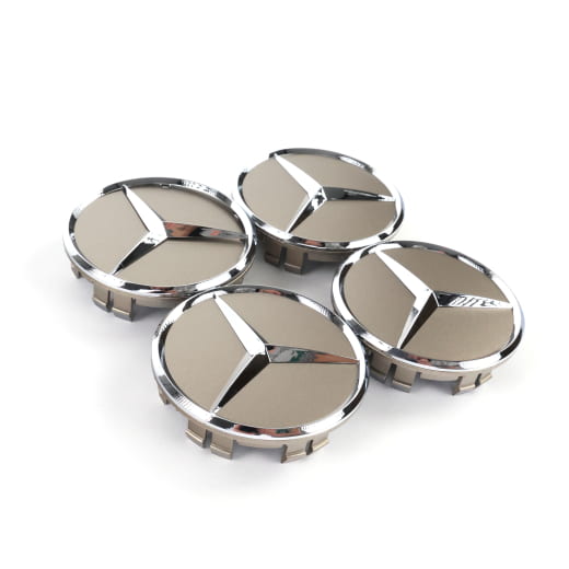 Juego de tapacubos techgold con estrella cromada Original Mercedes-Benz 66,8 mm | A0004003800 1190-B