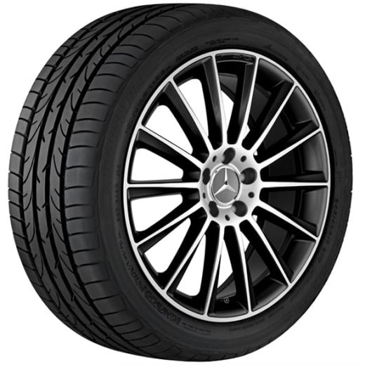 Juego de llantas AMG 19 pulgadas de radios múltiples GLA X156 negro brillante original Mercedes-Benz | A15640128007X23-Satz