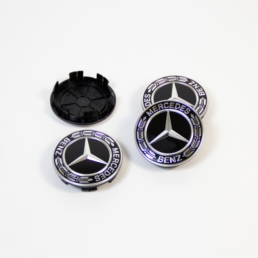 Juego de tapacubos Mercedes-Benz corona de laurel negra diámetro 66,8 mm | A1674015900 9040