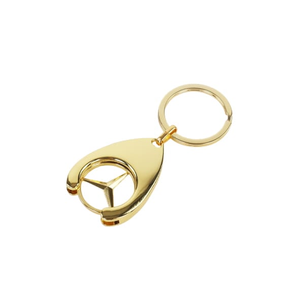Keychain shopping-chip Mercedes Star golden