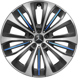 Jeu de jantes 20 pouces EQE V295 noir bleu multibranches d'origine Mercedes-Benz