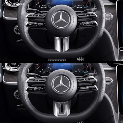 Copertura volante AMG cromata Classe E Berlina W213 restyling originale Mercedes-AMG | AMG-Lenkradblende-W213