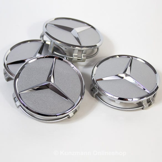 Set originale coprimozzo Mercedes-Benz in titanio argento con stella cromata | B66470202