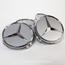 Original Mercedes-Benz Nabendeckel Satz in Titansilber mit Chromstern | B66470202