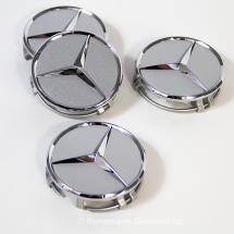Genuine Mercedes-Benz wheel hub set in titanium silver wirh chrome star