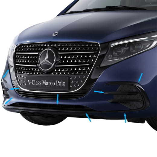 Molduras paragolpes delantero V-Klasse W447 MoPf2 Night Paket AMG Line Original Mercedes-Benz | front-black-AMG-447