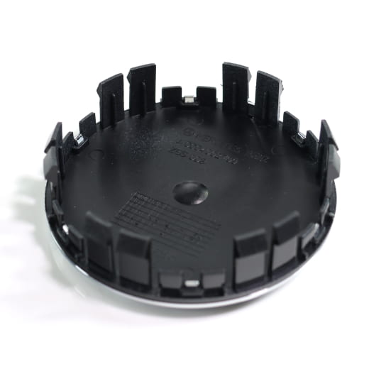 Naafdoppen set 75 mm zwart glanzend met chromen ster – Orig. | A0004002700 9040