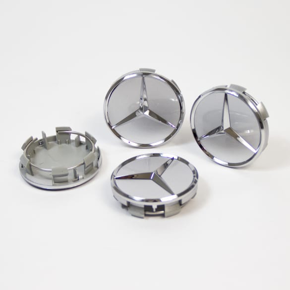 Naafdoppen set titanzilver met chroomster Original Mercedes-Benz 57mm