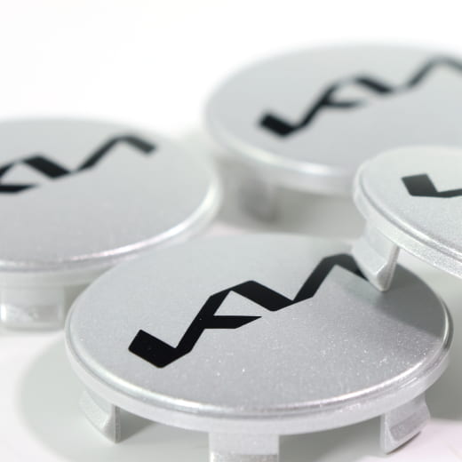 Naafdoppenset zilver 50 mm nieuw logo Original KIA | 66400ADE91SIBR-Set