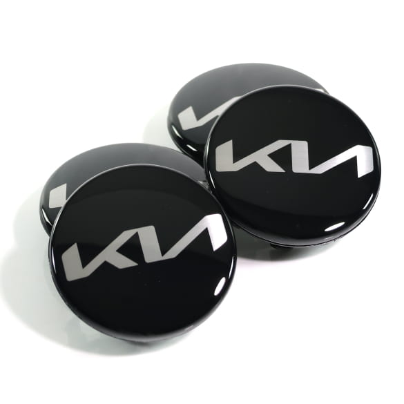 Naafdoppen set glanzend zwart 47 mm nieuw logo Origineel KIA