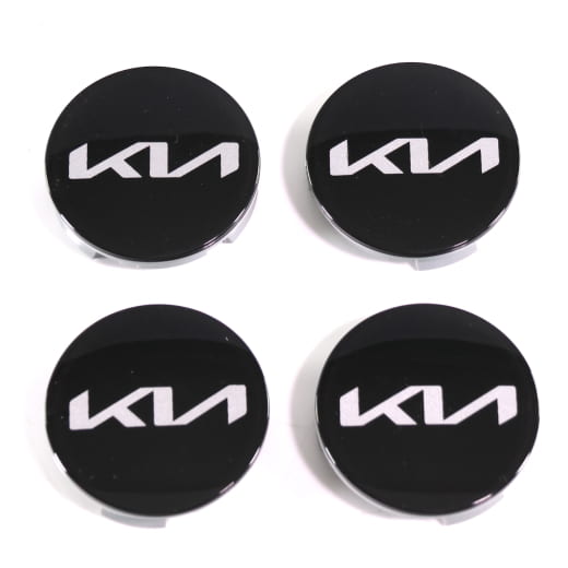 Naafdoppen set zwart glanzend 49mm nieuw logo origineel KIA | 66400ADE91BLB-Set