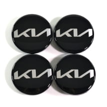 Nabendeckel Satz Schwarz glänzend 47mm neues Logo Original KIA | 52960Q2100-Set
