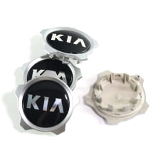 Nabendeckel Satz Schwarz glänzend mit silbernem Rand Original KIA | 52960J7550-Set