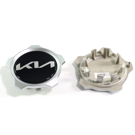Nabendeckel Satz Schwarz glänzend mit silbernem Rand Original KIA | 52960Q5SS0-Set