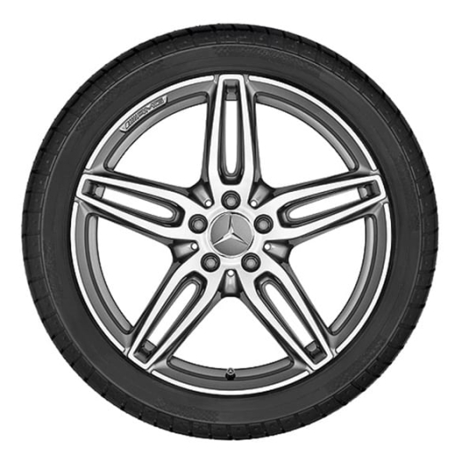 Juego de llantas AMG de 18 pulgadas de 5 radios dobles en gris titanio CLA C117 Original Mercedes-Benz | A17640107007X21-Satz-AMG