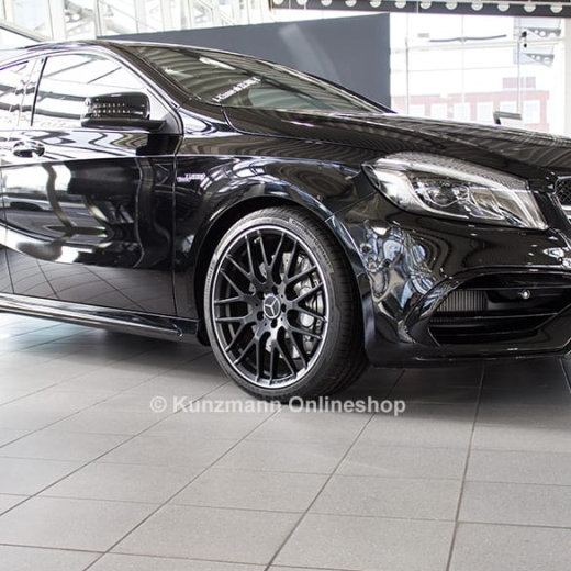 Juego de llantas AMG de 19 pulgadas Clase A W176 diseño de radios cruzados A45 AMG torneado brillante negro mate | A17640109007X71-A