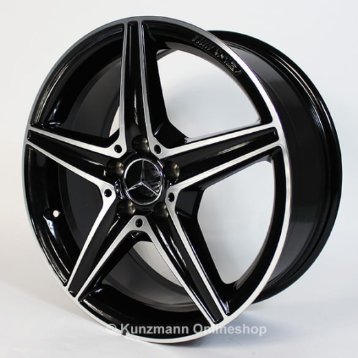 Juego de llantas C 43 AMG de 18 pulgadas, 5 radios, negras, Clase C W205, original Mercedes-Benz | A2054014800/72007X23-Satz