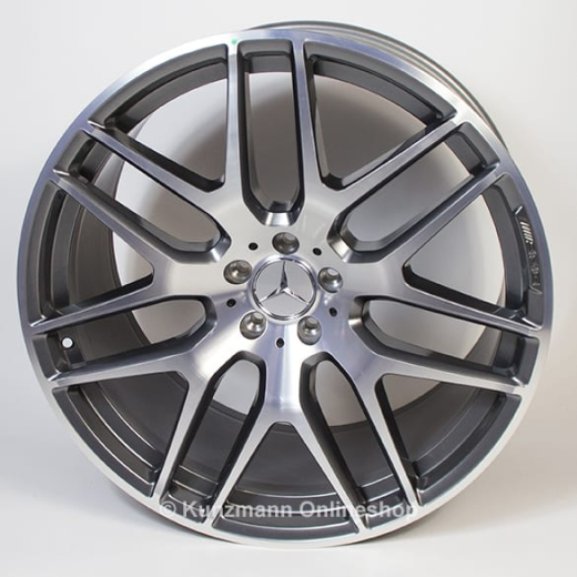 Juego de llantas AMG 21 pulgadas diseño de radios cruzados GLS-Class X166 gris titanio | A16640128007X21-Satz