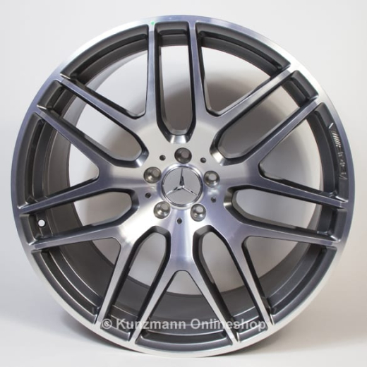 Juego de llantas AMG 21 pulgadas diseño de radios cruzados GLS-Class X166 gris titanio | A16640128007X21-Satz