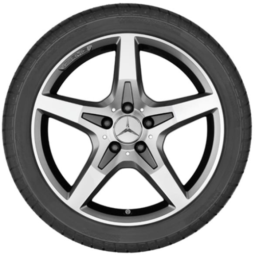 Juego de llantas AMG de 18 pulgadas | Rueda de 5 radios | SLK R172 | Original Mercedes-Benz | plata | B66031482/3-Satz