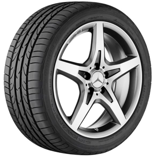 Juego de llantas AMG de 18 pulgadas | Rueda de 5 radios | SLK R172 | Original Mercedes-Benz | plata | B66031482/3-Satz