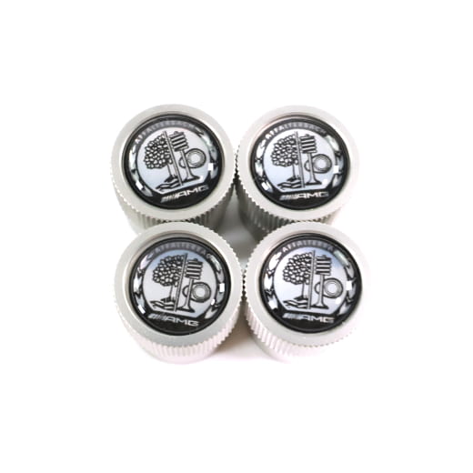 Tapones decorativos de válvula AMG originales satin-silber, set de 4 piezas | B66472005