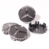 Jeu de cache moyeu 71,8 mm gris tremolite avec étoile chromée d'origine Mercedes-Benz