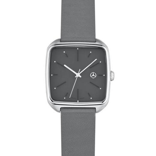 Orologio da polso in acciaio inox e pelle di vitello antracite Mercedes-Benz | B66959457