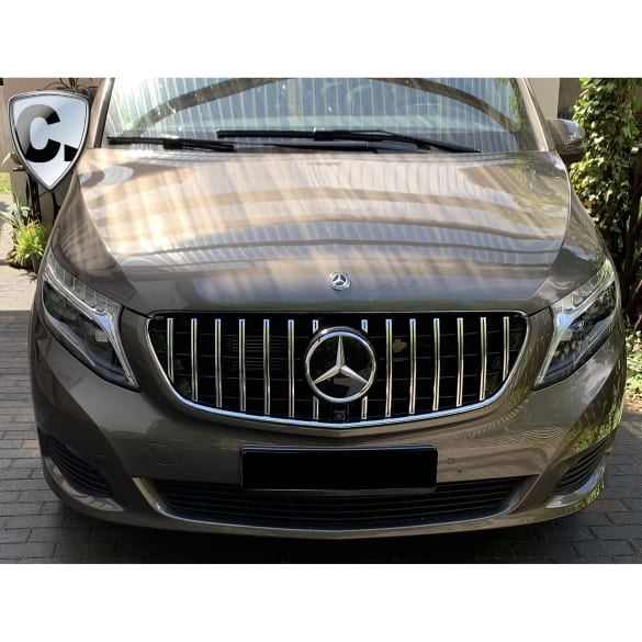 Panamericana Kühlergrill V-Klasse W447 MoPf 1 chrom schwarz CHROMETEC | V-447-PA-KG-FL-AMG