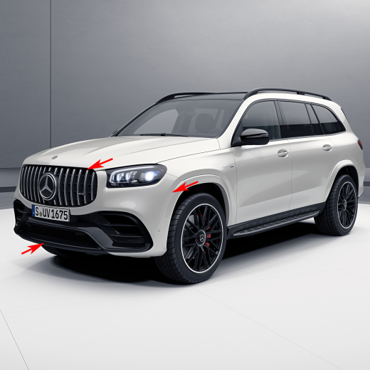 Paragolpes delantero AMG 63 GLS X167 parrilla Panamericana original | GLSX167-Front