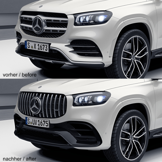 Paragolpes delantero AMG 63 GLS X167 parrilla Panamericana original | GLSX167-Front