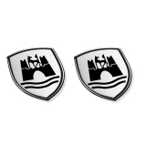 Adesivo decorativo stemma di Wolfsburg set nero argento originale Volkswagen