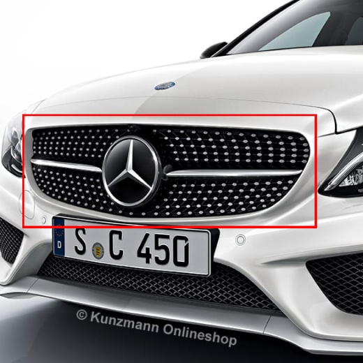 C 43 AMG parrilla diamante con cámara 360° Clase C W205 Original Mercedes-Benz | C43-AMG-Grill-360