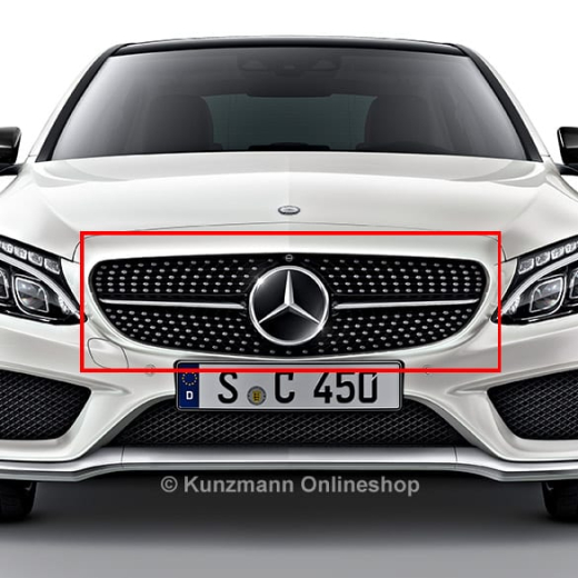 C 43 AMG parrilla diamante con cámara 360° Clase C W205 Original Mercedes-Benz | C43-AMG-Grill-360