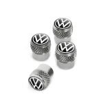 Set de tapones de válvula con logo VW de 4 piezas plateado, para válvulas de goma / metálicas, rec. 