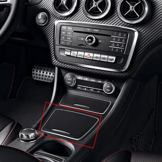 Copertura console centrale con cornice cromata / vano portaoggetti CLA Mercedes-Benz | C117-Ablage-Chrom-Hinten